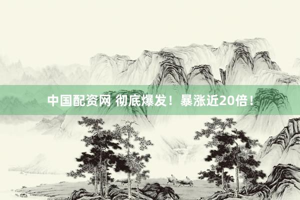 中国配资网 彻底爆发！暴涨近20倍！