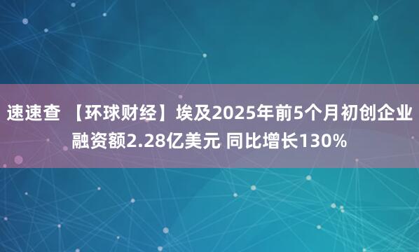 速速查 【环球财经】埃及2025年前5个月初创企业融资额2.28亿美元 同比增长130%